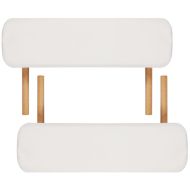 Кремавобяла сгъваема масажна кушетка 3 зони с дървена рамка