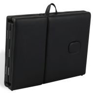 Черна сгъваема масажна кушетка 4 зони с дървена рамка