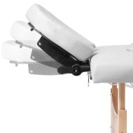 Кремавобяла сгъваема масажна кушетка 4 зони с дървена рамка