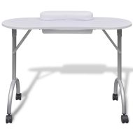 Маса за маникюр на колелца, сгъваема, бяла