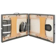 Масажна кушетка с 2 зони, дървена рамка, антрацит, 186х68 см