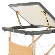 Масажна кушетка с 3 зони, дървена рамка, антрацит, 186х68 см