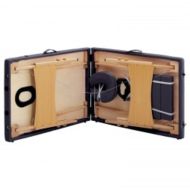 Сгъваема масажна кушетка, 2 зони, дърво, лилава