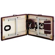 Сгъваема масажна кушетка, 2 зони, алуминий, виненолилава