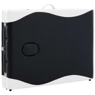 Сгъваема масажна кушетка, 3 зони, дърво, черно и бяло