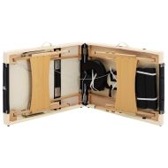 Сгъваема масажна кушетка, 3 зони, дърво, черно и бежово