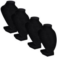 Поставки за бижута, черни, текстил, бюст, 9 x 8,5 x 15 см - 4 броя