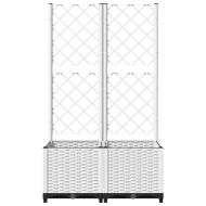 Градински сандък с пергола, бял, 80x40x136 см, PP