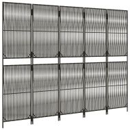 Параван за стая, 5 панела, сив, полиратан