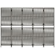 Параван за стая, 5 панела, сив, полиратан