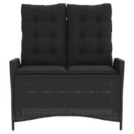 Накланяща се градинска пейка с възглавници черен полиратан