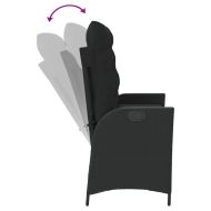 Накланяща се градинска пейка с възглавници черен полиратан