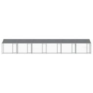 Кучешка клетка с покрив и врата сив 12x2x2м поцинкована стомана