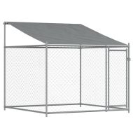 Кучешка клетка с покрив и врата сив 12x2x2м поцинкована стомана