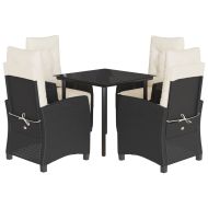 Градински трапезен комплект възглавници 5 части черен полиратан
