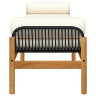 Градинска пейка с възглавница черен полиратан акация
