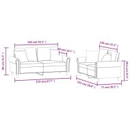 Комплект дивани 2 части с възглавници светлосив кадифе