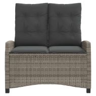 Накланяща се градинска пейка с възглавници сив полиратан