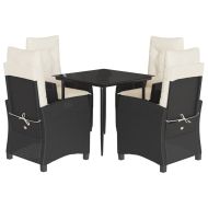 Градински трапезен комплект възглавници 5 части черен полиратан