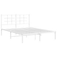 Метална рамка за легло с горна табла, бяла, 135x190 см