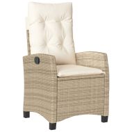 Градински комплект с възглавници, 3 части, бежов, полиратан