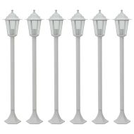 Градински стълбове, 6 бр, E27, 110 см, алуминий, бели
