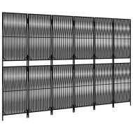 Параван за стая, 6 панела, черен, полиратан