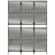 Параван за стая, 3 панела, сив, полиратан