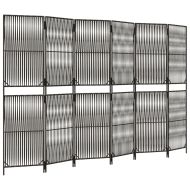 Параван за стая, 6 панела, сив, полиратан