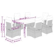 Градински трапезен комплект възглавници 7 части кафяв полиратан