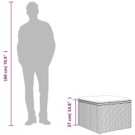 Градинска табуретка с възглавница сива 55x55x37 см полиратан