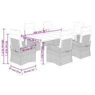 Градински трапезен комплект 7 части възглавници черен полиратан