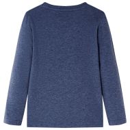 Детска тениска с дълъг ръкав, тъмносин меланж, 128