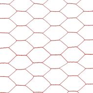 Кокошкарска мрежа, стомана с PVC покритие, 25х1 м, червена