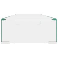 Стойка за телевизор/монитор, стъкло, прозрачна, 80x30x13 см