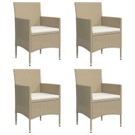 Градински трапезен комплект с възглавници 5 части, бежово/черно