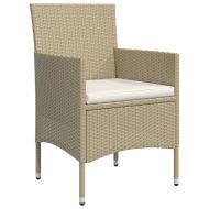 Градински трапезен комплект с възглавници 5 части, бежово/черно