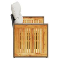 Градински диван с възглавници 2-местен черен полиратан