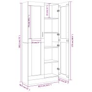 Шкаф витрина, опушен дъб, 82,5x30,5x185 см, инженерно дърво