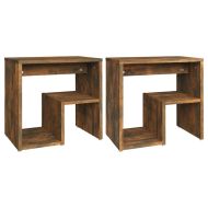 Нощни шкафчета, 2 бр, опушен дъб, 40x30x40 см, инженерно дърво