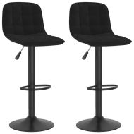 Бар табуретки, 2 бр, черни, кадифе
