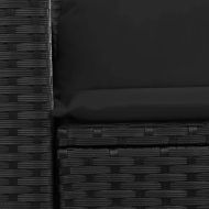 Градински диван с възглавници 2-местен черен полиратан