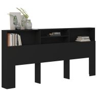 Табла за легло тип шкаф, черна, 220x19x103,5 см