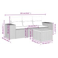Градински диван с възглавници от 4 части сив полиратан