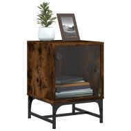 Нощни шкафчета със стъклени врати 2 бр опушен дъб 35x37x50 см