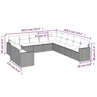 Градински комплект диван с възглавници 11 части черен полиратан