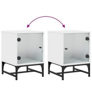 Нощно шкафче със стъклена врата бяло 35x37x50 см