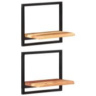 Стенни рафтове 2 бр 40x24x35 см акациево дърво масив и стомана