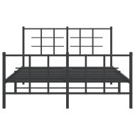Метална рамка за легло с горна и долна табла, черна, 135x190 см