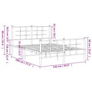 Метална рамка за легло с горна и долна табла, черна, 135x190 см